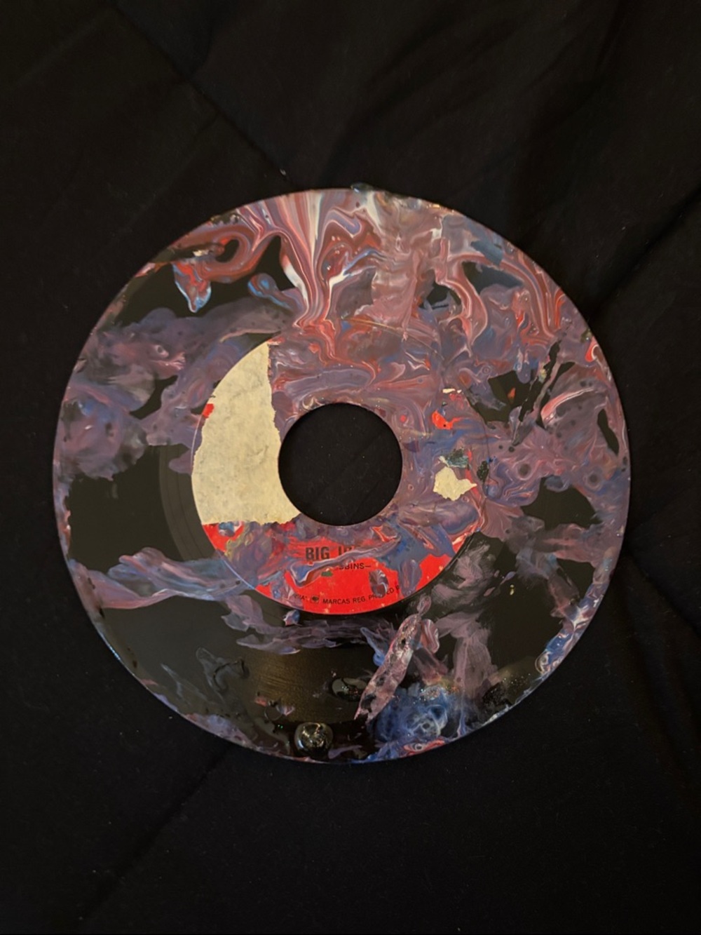Hand-Poured Swirl Resin 45 vinyl record  - Red, Blue, White - Picture 2 of 2